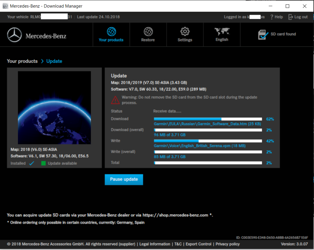 Update GARMIN MAP Pilot for Audio CD20 - C3TEK